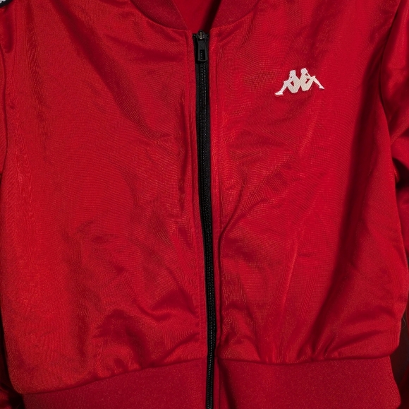 Kappa Red Track Jacket with Signature Striped Sleeves size large - Picture 3 of 8